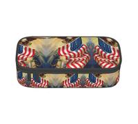yagDAA American USA Flag Eagle Art Print Oxford Cloth Pencil Case Large Capacity Pencil Pouch Box Bag for College Work Travel
