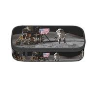 yagDAA Astronaut On The Moon Print Oxford Cloth Pencil Case Large Capacity Pencil Pouch Box Bag for College Work Travel