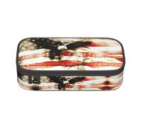 yagDAA Bald Eagle Flag Veterans Print Oxford Cloth Pencil Case Large Capacity Pencil Pouch Box Bag for College Work Travel