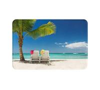 yagDAA Beach Palm Tree Chairs Boats Print Front Door Mat Entry Mat Rug Doormat For Indoor Outdoor Door Patio Porch 60 X 40 Cm