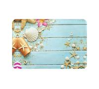yagDAA Beach Theme Seashells Print Front Door Mat Entry Mat Rug Doormat For Indoor Outdoor Door Patio Porch 60 X 40 Cm