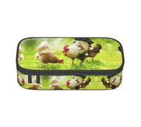 yagDAA Beautiful Rooster Hen Print Oxford Cloth Pencil Case Large Capacity Pencil Pouch Box Bag for College Work Travel
