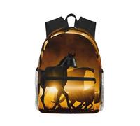 yagDAA Black Horses Red Glowing Clouds Print Casual Laptop Backpack For Men Women Large Capacity Business Work Travel College Daypack