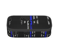 yagDAA Blue Stripe Stars Skull Print Oxford Cloth Pencil Case Large Capacity Pencil Pouch Box Bag for College Work Travel