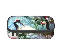 yagDAA Chinese Crane Bird Peach Tree Print Oxford Cloth Pencil Case Large Capacity Pencil Pouch Box Bag for College Work Travel