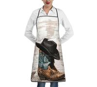 yagDAA Cowboy Hat And Boots Print Aprons For Women Men Apron With Pockets Chef Apron Kitchen Bib For Cooking Bbq Baking