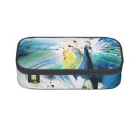 yagDAA Cute Peacock Print Oxford Cloth Pencil Case Large Capacity Pencil Pouch Box Bag for College Work Travel