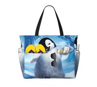 yagDAA Cute Penguins Taking Pictures Print Beach Bag Large Tote Bag With Multiple Pockets Pool Travel Vocation Beach Bags For Women