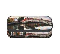 yagDAA Dublin Ireland Ha Penny Bridge River Print Oxford Cloth Pencil Case Large Capacity Pencil Pouch Box Bag for College Work Travel