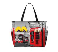 yagDAA England Uk Retro London Telephone Print Beach Bag Large Tote Bag With Multiple Pockets Pool Travel Vocation Beach Bags For Women