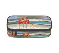yagDAA Flamingo Beach Print Oxford Cloth Pencil Case Large Capacity Pencil Pouch Box Bag for College Work Travel