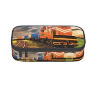 yagDAA Freight Train Print Oxford Cloth Pencil Case Large Capacity Pencil Pouch Box Bag for College Work Travel