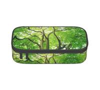 yagDAA Green Camphor Tree Print Oxford Cloth Pencil Case Large Capacity Pencil Pouch Box Bag for College Work Travel