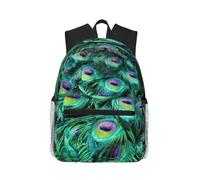 yagDAA Green Peacock Feather Print Casual Laptop Backpack For Men Women Large Capacity Business Work Travel College Daypack