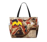 yagDAA Guitar British Flag Print Beach Bag Large Tote Bag With Multiple Pockets Pool Travel Vocation Beach Bags For Women