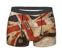 yagDAA Guitar British Flag Print Men'S Underwear Boxer Briefs,Breathable Stretch Underwear With Comfortflexible Waistband Black