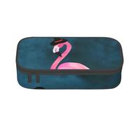 yagDAA Halloween Flamingo Witch Hat Print Oxford Cloth Pencil Case Large Capacity Pencil Pouch Box Bag for College Work Travel