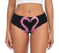 yagDAA Ink Flamingos Print Womens Underwear Soft Stretchy Bikini Briefs Knickers Ladies Hipster Panties Underpants Black