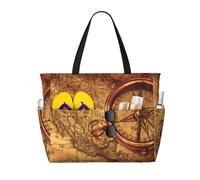 yagDAA Law Of The Compass Navigation Print Beach Bag Large Tote Bag With Multiple Pockets Pool Travel Vocation Beach Bags For Women