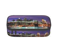 yagDAA New York Night Print Oxford Cloth Pencil Case Large Capacity Pencil Pouch Box Bag for College Work Travel