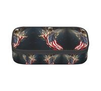 yagDAA North American Bald Eagle Print Oxford Cloth Pencil Case Large Capacity Pencil Pouch Box Bag for College Work Travel