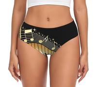 yagDAA Novel Music Note Print Womens Underwear Soft Stretchy Bikini Briefs Knickers Ladies Hipster Panties Underpants Black