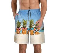 yagDAA Ocean Beach Pineapples Print Mens Shorts Casual Men's Flat Front Shorts Quick-Dry Shorts for Summer Athletic Beach Gym White