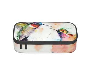 yagDAA Oil Painting Hummingbird Print Oxford Cloth Pencil Case Large Capacity Pencil Pouch Box Bag for College Work Travel