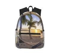 yagDAA Paradise Beach With Hammock Coconut Palm Trees Print Casual Laptop Backpack For Men Women Large Capacity Business Work Travel College Daypack