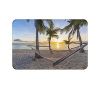 yagDAA Paradise Beach With Hammock Coconut Palm Trees Print Front Door Mat Entry Mat Rug Doormat For Indoor Outdoor Door Patio Porch 60 X 40 Cm