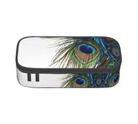 yagDAA Peacock Feather Print Oxford Cloth Pencil Case Large Capacity Pencil Pouch Box Bag for College Work Travel
