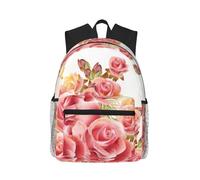 yagDAA Pink Rose Blossom Print Casual Laptop Backpack For Men Women Large Capacity Business Work Travel College Daypack