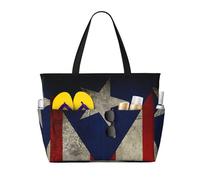 yagDAA Puerto Rico Wallpaper Flag Print Beach Bag Large Tote Bag With Multiple Pockets Pool Travel Vocation Beach Bags For Women