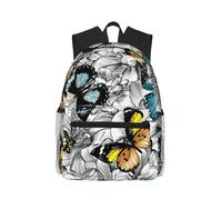 yagDAA Purple Butterflies Floral Print Casual Laptop Backpack For Men Women Large Capacity Business Work Travel College Daypack