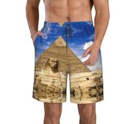 yagDAA Pyramids of Egypt Print Mens Shorts Casual Men's Flat Front Shorts Quick-Dry Shorts for Summer Athletic Beach Gym White