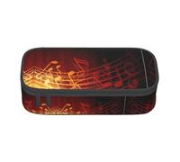 yagDAA Red Flame Music Note Print Oxford Cloth Pencil Case Large Capacity Pencil Pouch Box Bag for College Work Travel