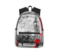 yagDAA Red London Street Print Casual Laptop Backpack For Men Women Large Capacity Business Work Travel College Daypack