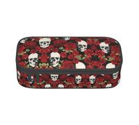 yagDAA Rose Skull Print Oxford Cloth Pencil Case Large Capacity Pencil Pouch Box Bag for College Work Travel