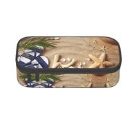 yagDAA Sand Beach Palm Tree Print Oxford Cloth Pencil Case Large Capacity Pencil Pouch Box Bag for College Work Travel
