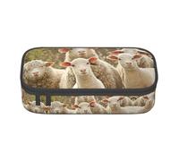 yagDAA Sheep and Lambs Print Oxford Cloth Pencil Case Large Capacity Pencil Pouch Box Bag for College Work Travel