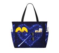 yagDAA Shooting Star Heart Print Beach Bag Large Tote Bag With Multiple Pockets Pool Travel Vocation Beach Bags For Women