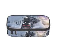 yagDAA Steam Train Depart Sunset Print Oxford Cloth Pencil Case Large Capacity Pencil Pouch Box Bag for College Work Travel