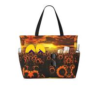 yagDAA Sunflower Field Sunset Sea Of Flowers Print Beach Bag Large Tote Bag With Multiple Pockets Pool Travel Vocation Beach Bags For Women
