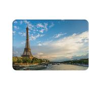 yagDAA Sunset Over Eiffel Tower And Seine River Paris Print Front Door Mat Entry Mat Rug Doormat For Indoor Outdoor Door Patio Porch 60 X 40 Cm