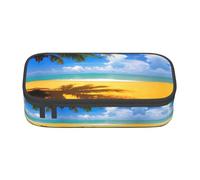 yagDAA Sunset Palm Print Oxford Cloth Pencil Case Large Capacity Pencil Pouch Box Bag for College Work Travel