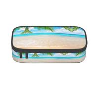 yagDAA Tropical Beach Plant Theme Print Oxford Cloth Pencil Case Large Capacity Pencil Pouch Box Bag for College Work Travel