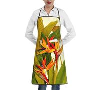yagDAA Tropical Bird Of Paradise Print Aprons For Women Men Apron With Pockets Chef Apron Kitchen Bib For Cooking Bbq Baking