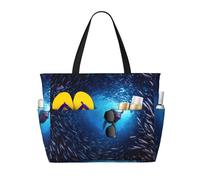 yagDAA Underwater Sea Lion Print Beach Bag Large Tote Bag With Multiple Pockets Pool Travel Vocation Beach Bags For Women