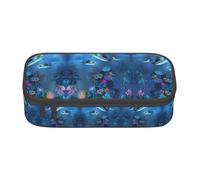 yagDAA Underwater World Dolphins Coral Print Oxford Cloth Pencil Case Large Capacity Pencil Pouch Box Bag for College Work Travel