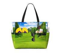 yagDAA Vancouver Golf Course Print Beach Bag Large Tote Bag With Multiple Pockets Pool Travel Vocation Beach Bags For Women